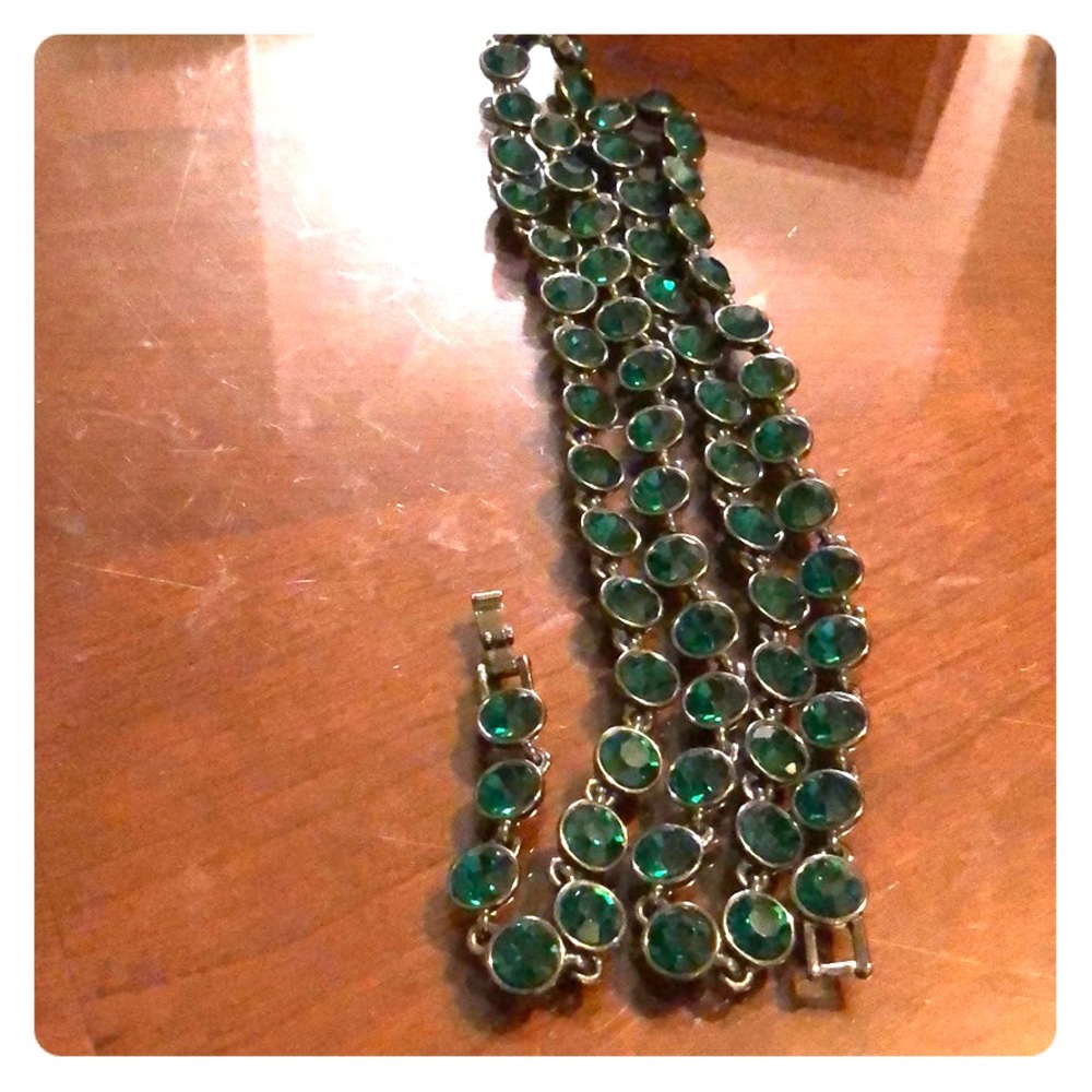 Givenchy Emerald Green Crystal Rhinestone Necklace